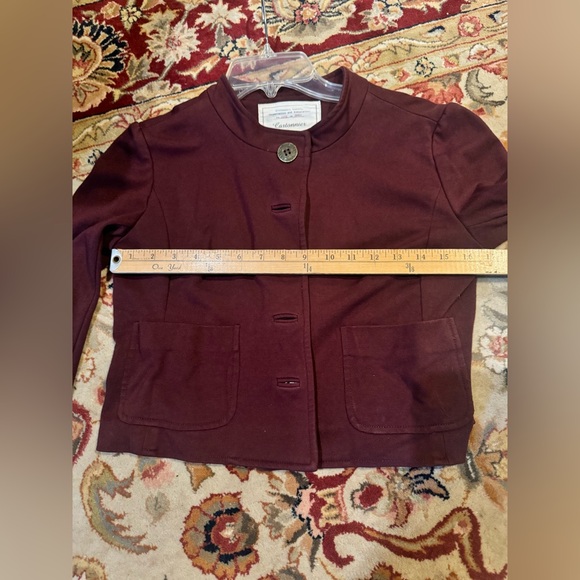 Anthropologie M Cartonnier Blazer Burgundy Large Button - Picture 7 of 8
